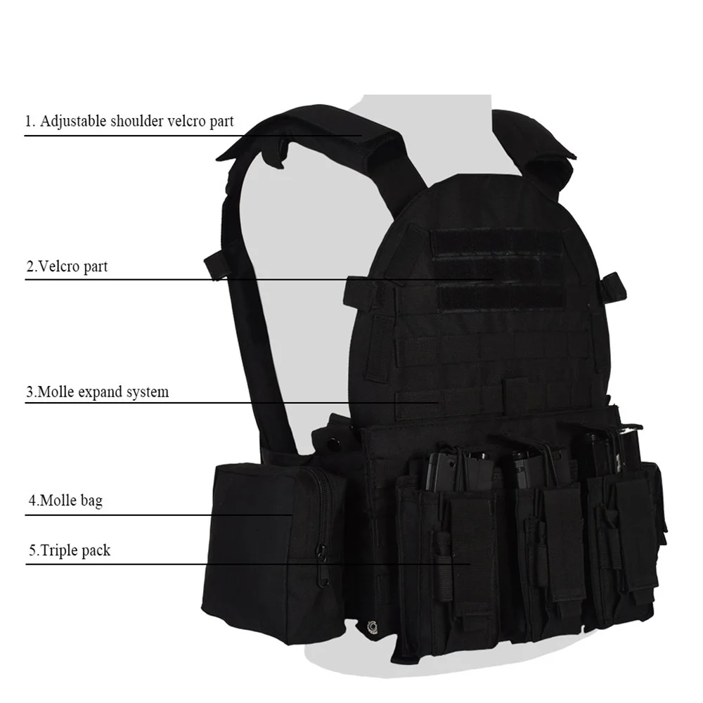 SINAIRSOFT-Chaleco táctico Airsoft para caza al aire libre, asalto CS, Molle Civil, bolsa para revistas de combate, chaleco corporal LY1807 - imagen 5