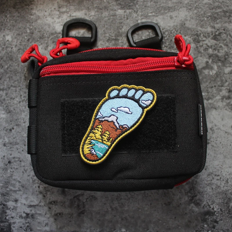 Zapatos de senderismo Explorer, parche bordado completo con brazalete táctico de paisaje de jungla alpina, insignia DIY para ropa de mochilero - imagen 4