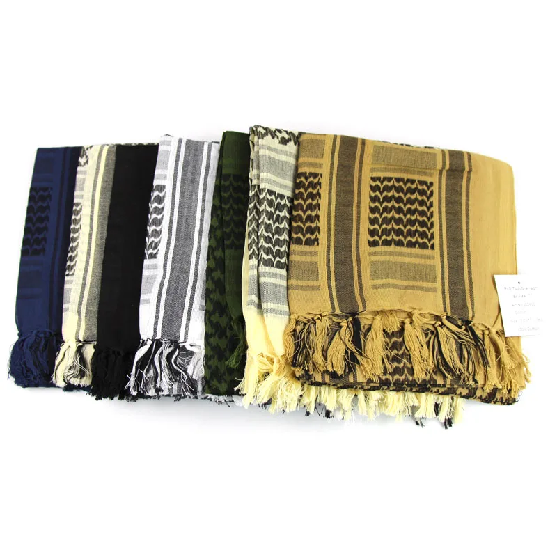 Gran oferta, bufanda árabe Keffiyeh Shemagh, chal de algodón para invierno, cubierta más cálida para el cuello, envoltura para la cabeza, bufanda táctica para acampar a prueba de viento para hombres y mujeres - imagen 5