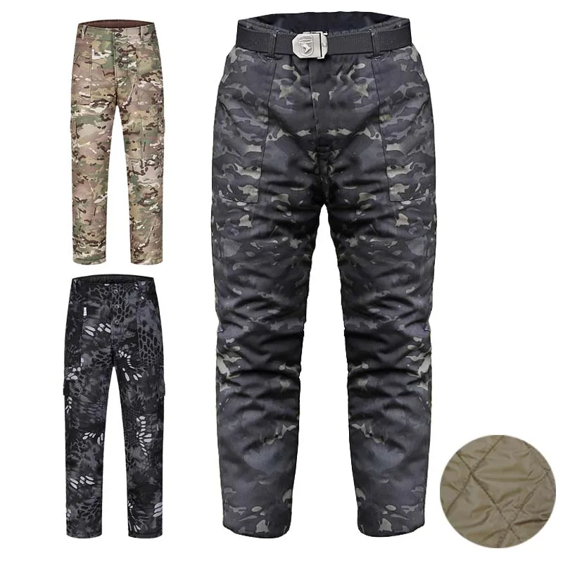 Pantalones de senderismo para hombre, Pantalón de algodón grueso de camuflaje, cálido, impermeable, militar, Cargo, para invierno, 20 ° F - imagen 3