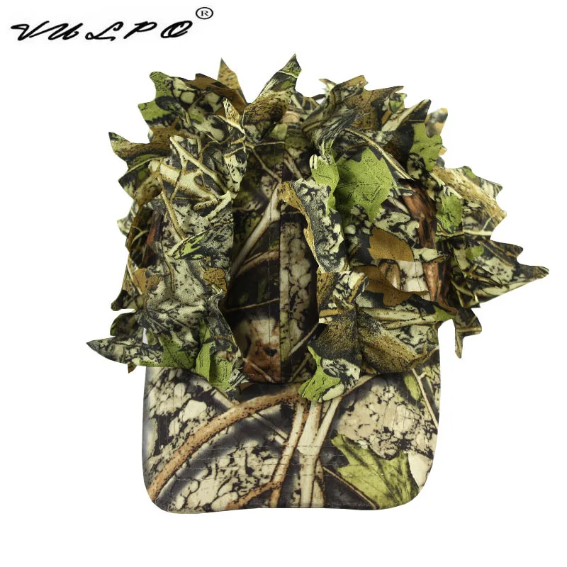 Gorra de camuflaje táctica para exteriores, sombrero de caza de camuflaje de hoja biónica, sombrero de jungla oculto de francotirador - imagen 4