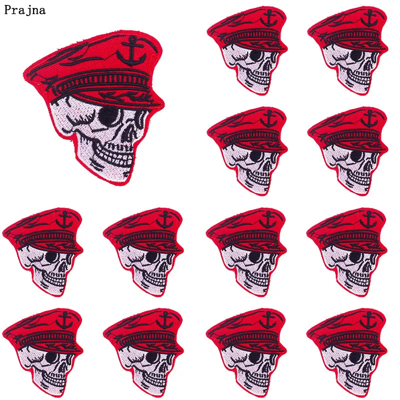 10 Uds. Venta al por mayor parche de calavera Hippie parches para planchar para pegatinas de ropa parches bordados de motorista Punk en ropa apliques DIY - imagen 3
