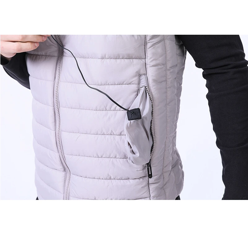 Esdy-Chaleco electrotérmico con relleno de algodón para hombre y mujer, chaleco con carga Usb, calefacción, a prueba de viento, cálido, cuello levantado, para senderismo y Pesca - imagen 5