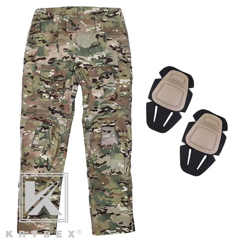 KRYDEX Pantalones de combate para caza Pantalones tácticos al aire libre Uniforme con rodilleras Camo Ranger Green - imagen 3
