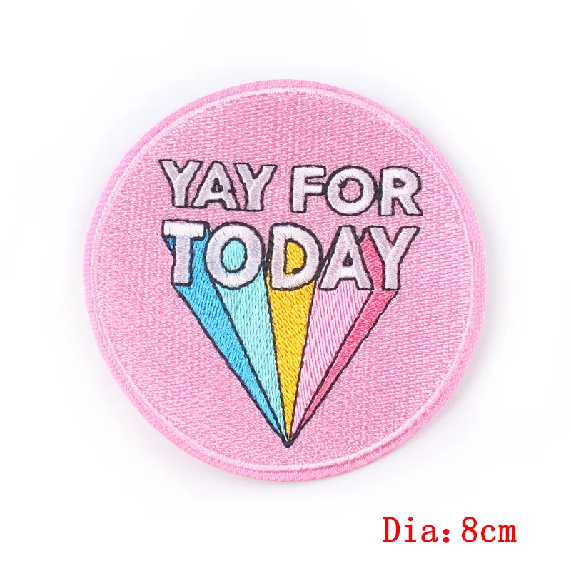 10 PCS Yay For Today Applique Iron On Embroidered Patches For Clotning Thermoadhesive Patches Crtoon Letter Patches On Clothes - imagen 2