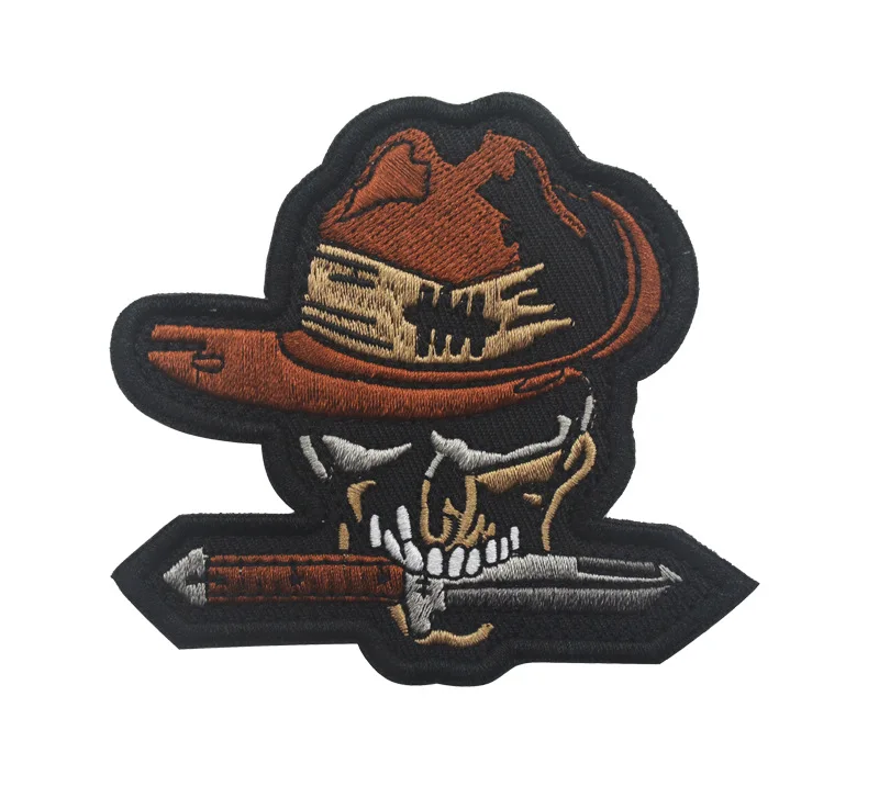 Parche bordado de calavera para el brazo, parche de pirata médico, apliques de velcro - imagen 2