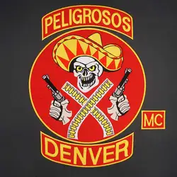 Pelgrosos-Parche grande Denver MC para motocicleta, bordado de locomotora, insignia, tela, chaqueta de cuero, decoración