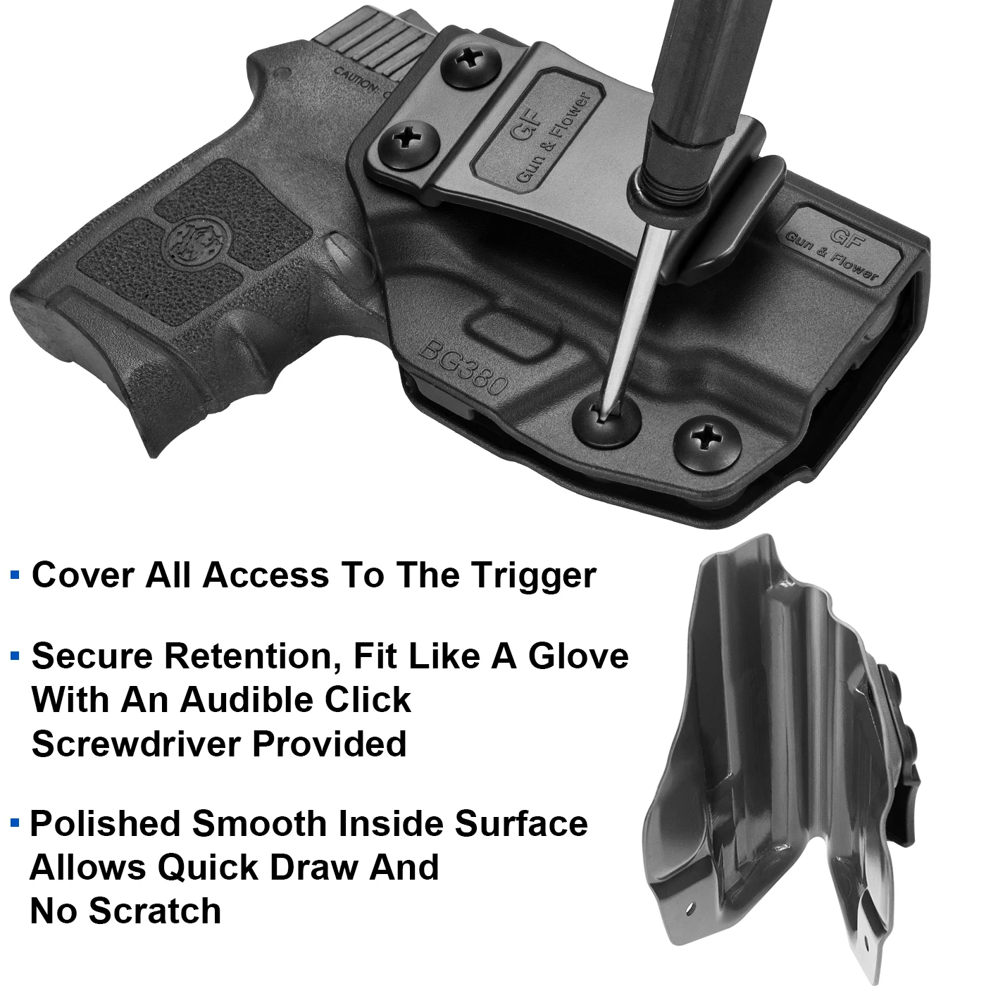 Funda Bodyguard 380, funda de polímero IWB apta para S & W Bodyguard 380 funda cartuchera de plástico bolsas de mano derecha - imagen 5