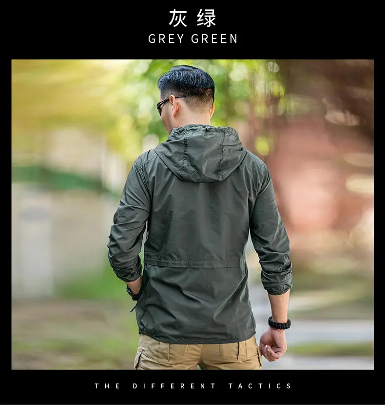 Chaqueta táctica de deportes para hombre, chaqueta de protección solar ligera y transpirable, a prueba de rayos UV, para exteriores - imagen 3