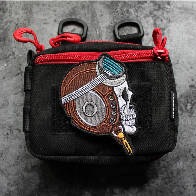 Parches bordados de esqueleto para piloto y cisterna, insignias tácticas para casco, ropa, camiseta, bolsa, apliques DIY - imagen 5