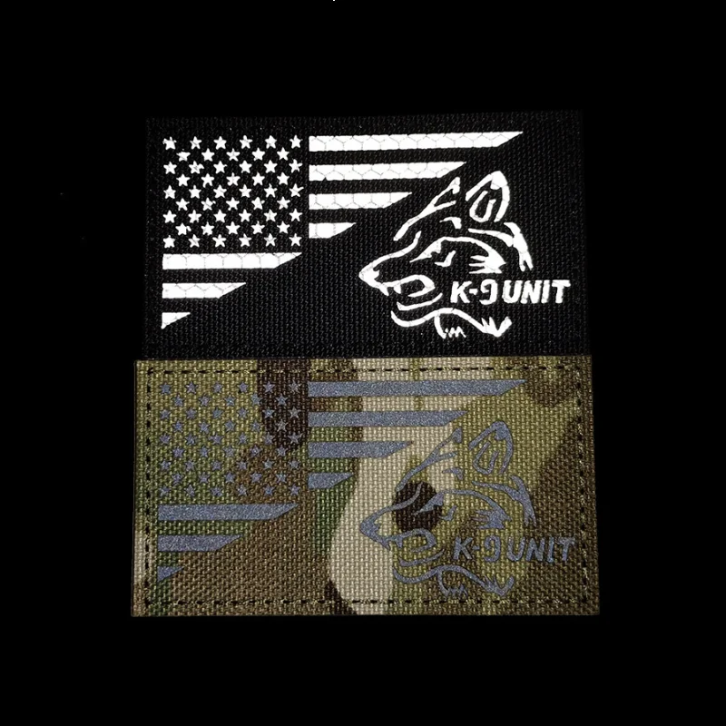 Escorpión águila bandera de EE. UU. Unidad K9 parche IR reflectante infrarrojo insignia táctica nacional de nailon DIY para adorno de bolsa de ropa - imagen 5