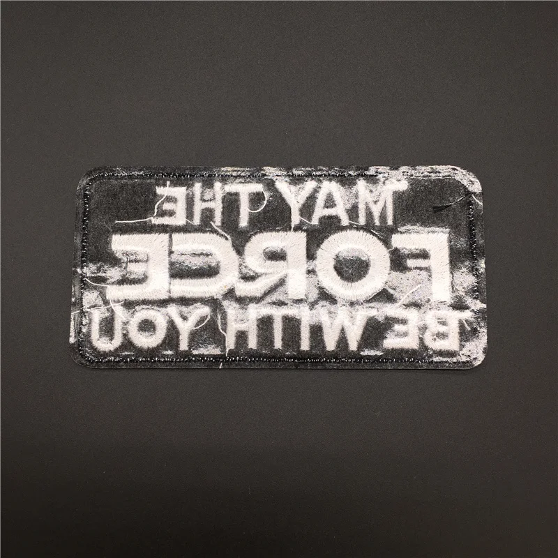 MAY...Size: 10x5cm DIY Text Patch bordado raya para ropa negro blanco planchar en La insignia coser ropa stickerapliques - imagen 5