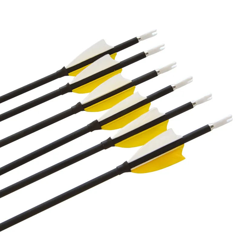 Eje de fibra de carbono compuesta de alta calidad, 341 ", Spine 1000, tiro con arco, flechas de carbono de entrenamiento de 6MM, plumas de pavo Natural de 2 pulgadas, 6 uds. - imagen 4