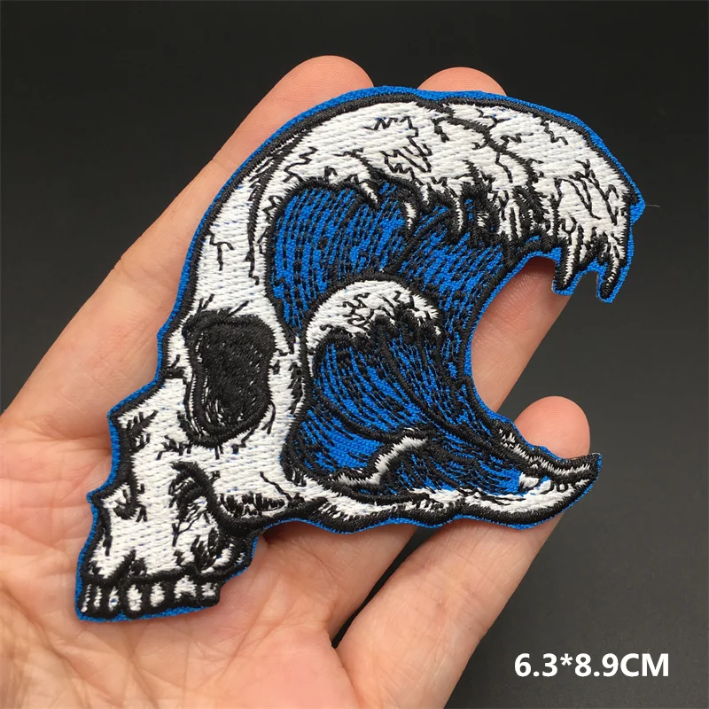 Parches bordados de olas oceánicas para ropa, parches de hierro de Van Gogh para ropa, insignias a rayas, pegatinas de costura Diy - imagen 3