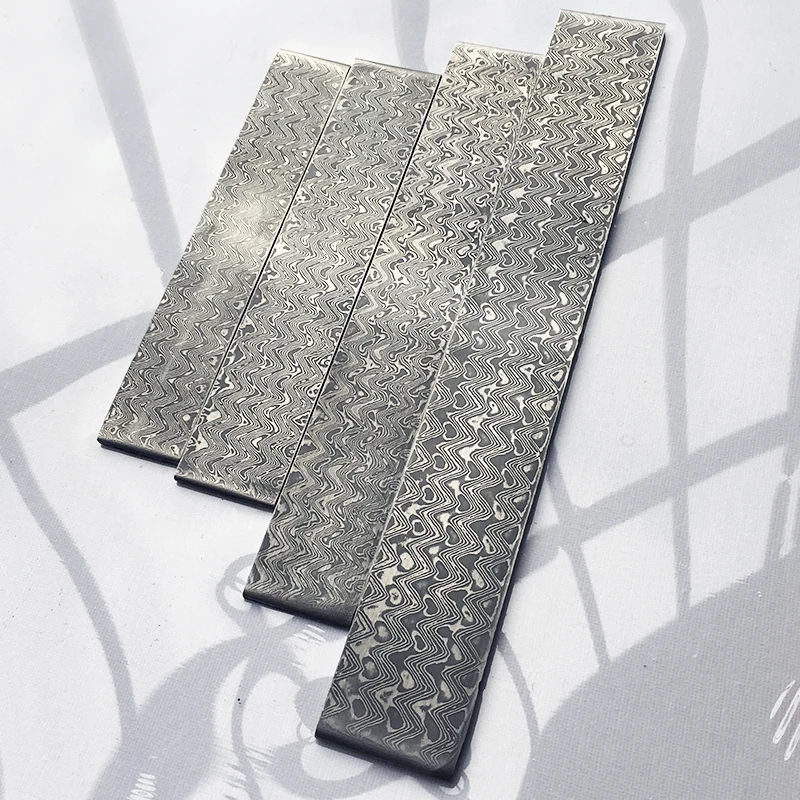 1 pieza de sándwich VG10 de acero damasco con diseño de onda para bricolaje, exquisita fabricación de cuchillos, tratamiento térmico, hoja de cuchillo de acero en blanco - imagen 3