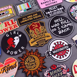 Parche bordado con eslogan para planchar, pegatinas para ropa, parches con letras en la ropa, apliques de rayas eléctricas para niñas, bricolaje