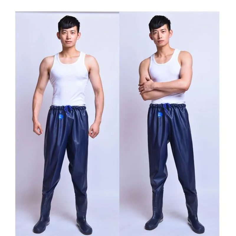 Zapatos de cintura elástica para la lluvia, pantalones impermeables transpirables para pesca, vadear, cazar, de goma gruesa, con tenedor de piel, largos - imagen 3