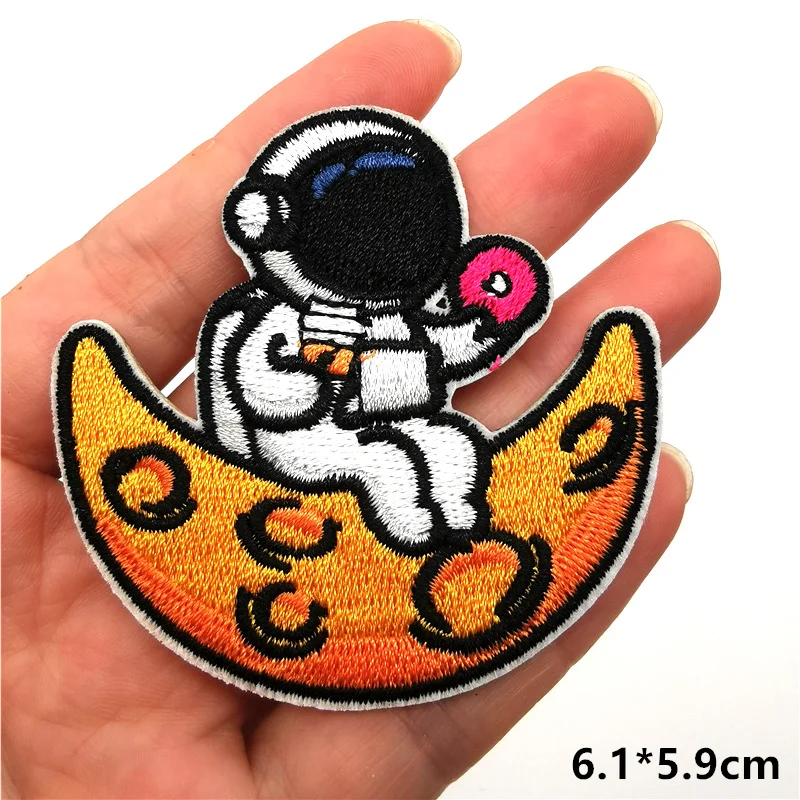 Parches de astronauta Space Moon, insignias autoadhesivas, rayas de costura, apliques de chaqueta, pegatinas, parches bordados para planchar en la ropa - imagen 5