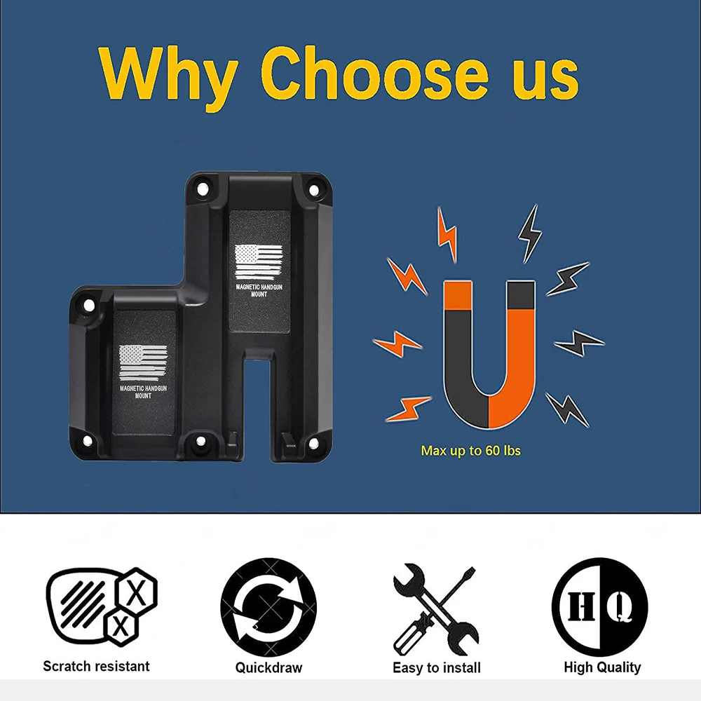 Soporte magnético para pistola de dibujo rápido 2 en 1, soporte magnético para pistola oculta para coche, camión, escritorio, puerta, pared - imagen 5