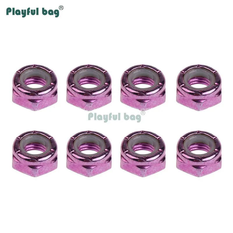 Juguetón bolsa de 80 piezas pulgadas almohadilla de eje de monopatín opp bolsa colorida M8 soporte tuerca lateral puente de monopatín tuerca antideslizante AMB33 - imagen 3