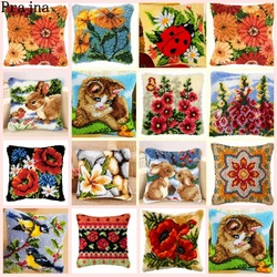 Kit bordado almohada con motivos vegetales y animales hazlo tú mismo