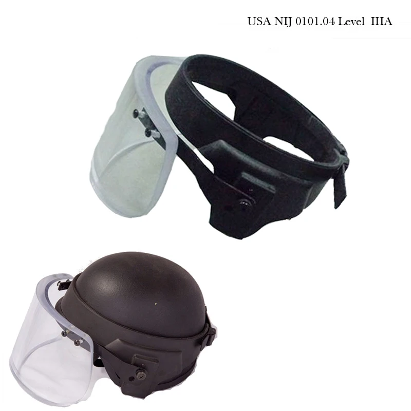 Nuevo protector facial balístico de cristal a prueba de balas, tatico militar, protector facial antidisturbios en casco, visera, armas de autodefensa Personal - imagen 4