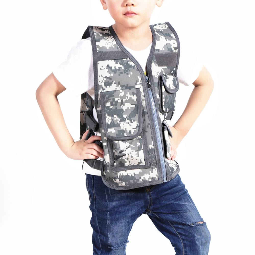 Traje Ghillie de bosque para niños y niñas, chaleco de francotirador de camuflaje, ropa de caza, uniforme táctico, ropa de combate de jungla - imagen 5