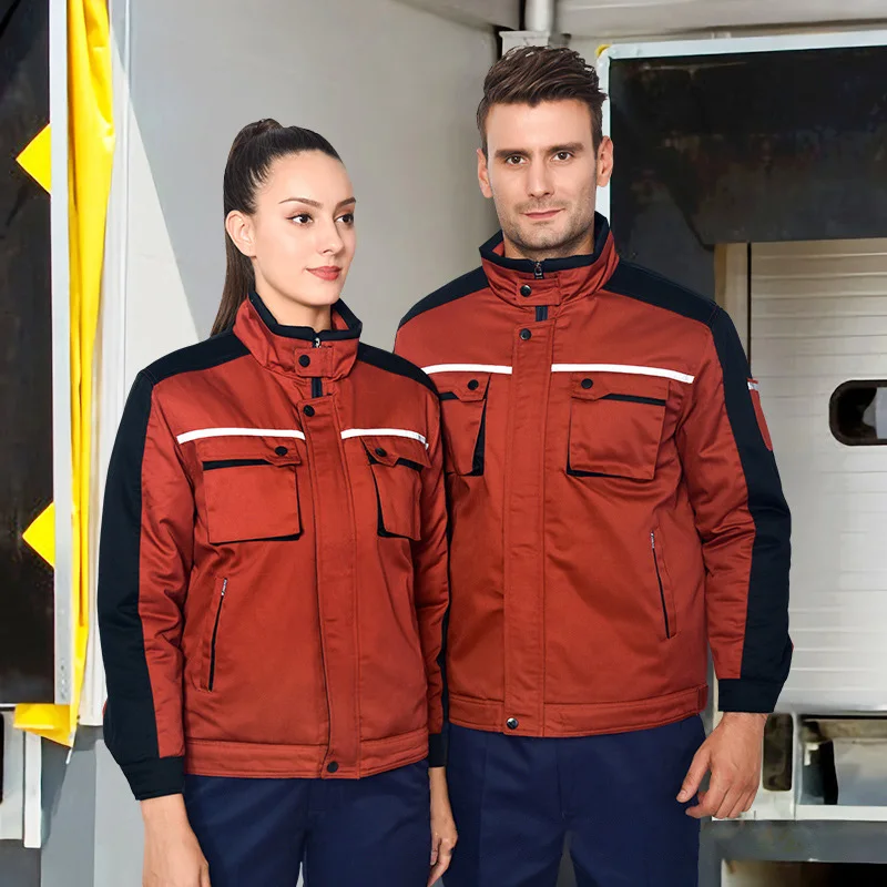 Nueva ropa de trabajo reflectante de invierno para hombres y mujeres, chaqueta cálida acolchada gruesa, abrigo de taller de reparación de máquinas, uniforme resistente al desgaste - imagen 2