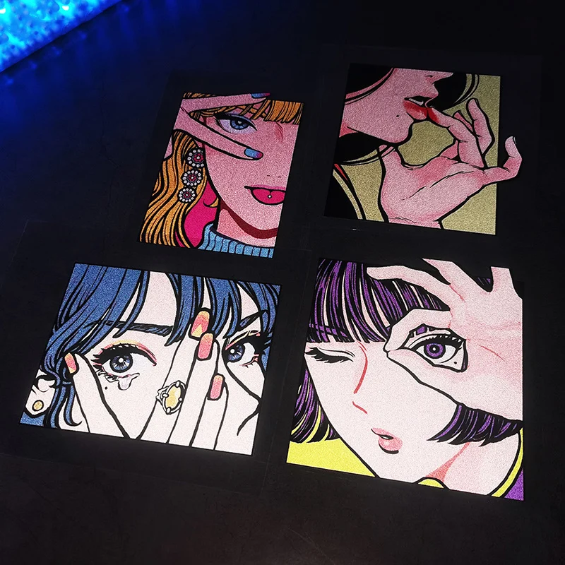 Pegatina reflectante impermeable para coche de Anime, diseño de ojos eléctricos de chica hermosa para casco de motocicleta - imagen 2