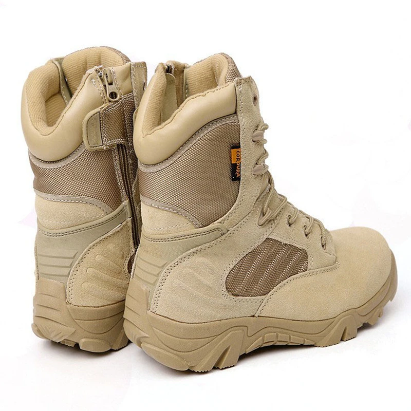 Botas militares tácticas de talla grande para hombre, zapatos de trabajo del ejército de combate en el desierto, impermeables, de cuero, para escalada al aire libre, talla grande, Eu 37-47 - imagen 4