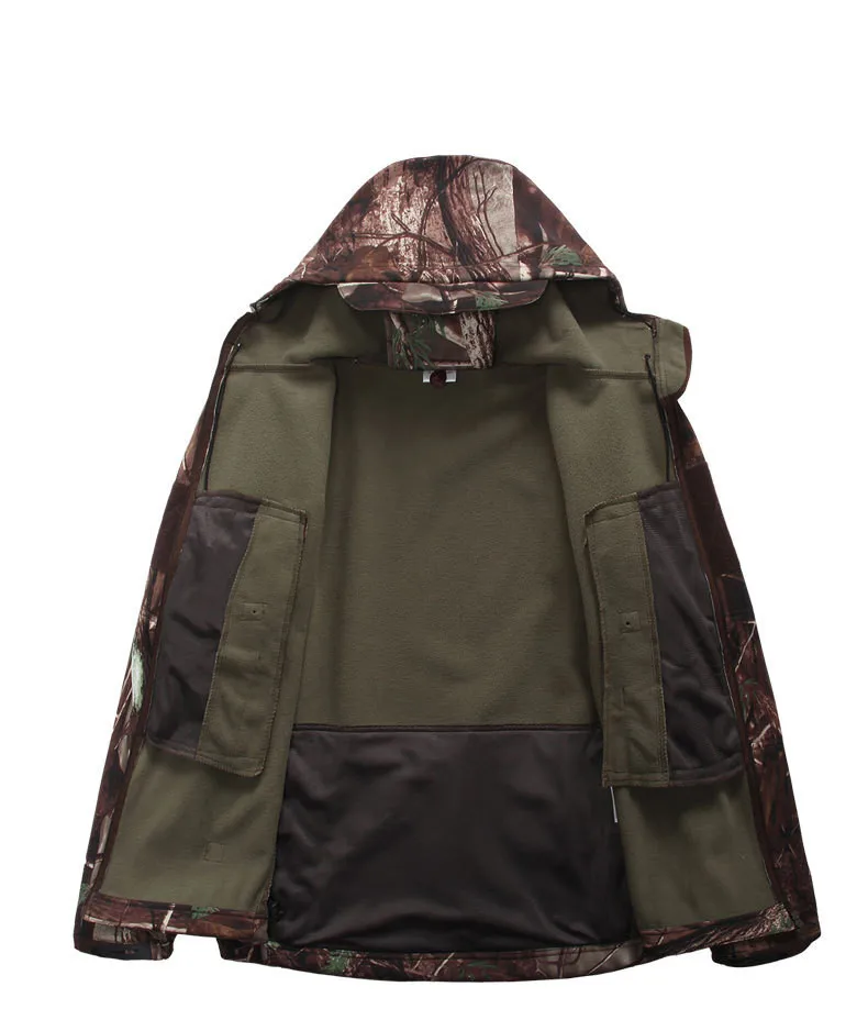 Traje de senderismo de lana para hombre, Jersey deportivo impermeable a prueba de viento, Camuflaje, ropa de entrenamiento militar táctico, Invierno - imagen 4