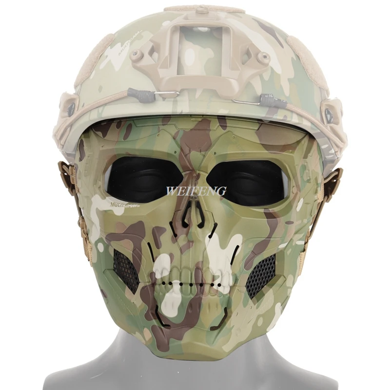 Mascarilla facial completa desmontable para caza, máscara protectora de Airsoft, antiniebla, máscaras de combate del ejército Cs Wargame - imagen 2