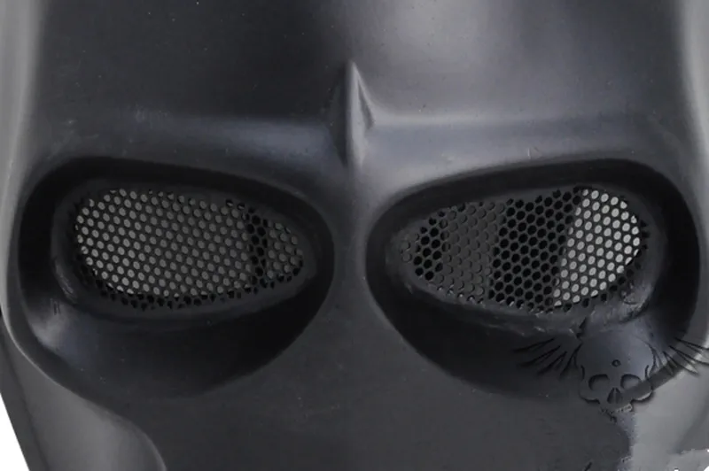 Máscara facial de fibra de vidrio, Airsoft, Paintball, película, fiesta de disfraces espeluznante, Cosplay, casco de Halloween, negro - imagen 3