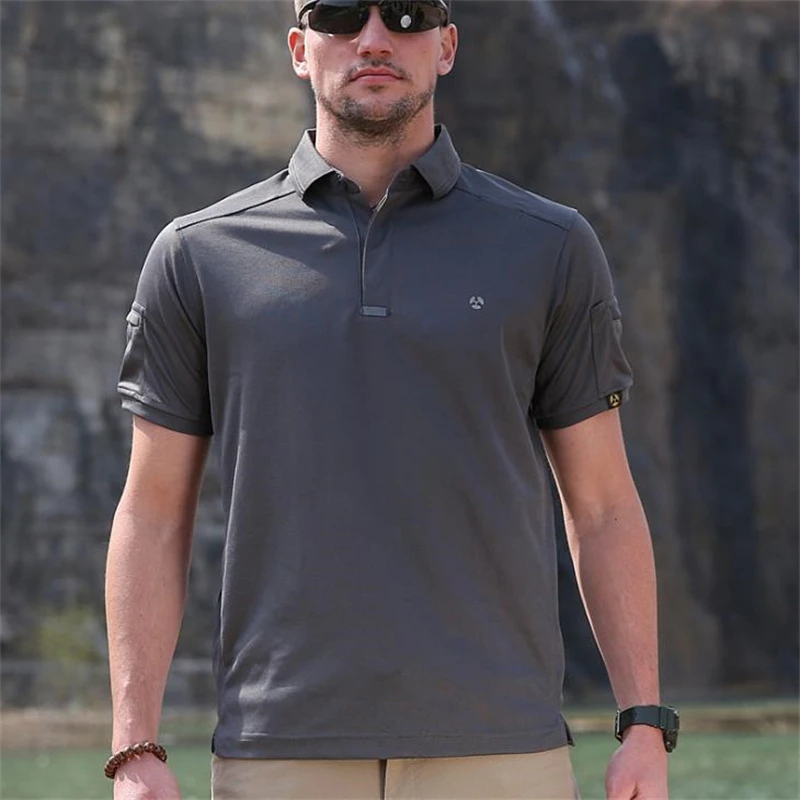Polo de manga corta para hombre, camiseta de secado rápido para exteriores, camiseta informal transpirable para Golf y senderismo - imagen 5