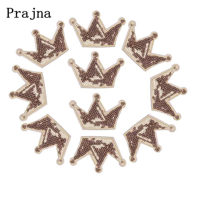 Prajna Parches termoadesivos lentejuelas corona dibujos animados