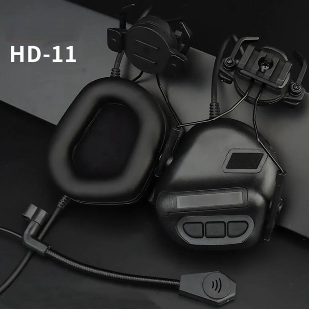 Auriculares tácticos con captación de sonido para casco, orejeras con reducción de ruido para caza y tiro con riel para casco adaptado - imagen 2