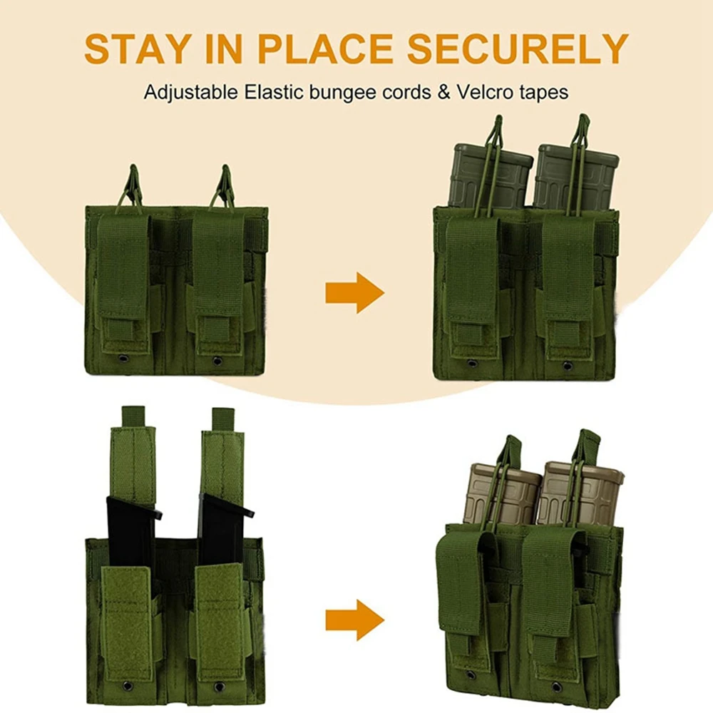 Bolsa táctica de doble Molle para revistas, funda para Glock 17, AR, 15, AK, 47, 5,56mm, 9mm - imagen 4