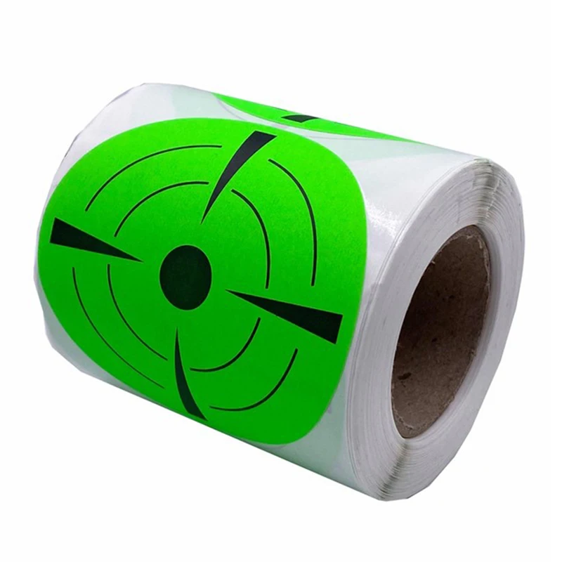 Rollo de papel de tiro de 200 piezas y 3 pulgadas, pegatinas de salpicaduras adhesivas, fluorescentes, reactivas, para entrenamiento de caza y tiro, 1 rollo - imagen 4