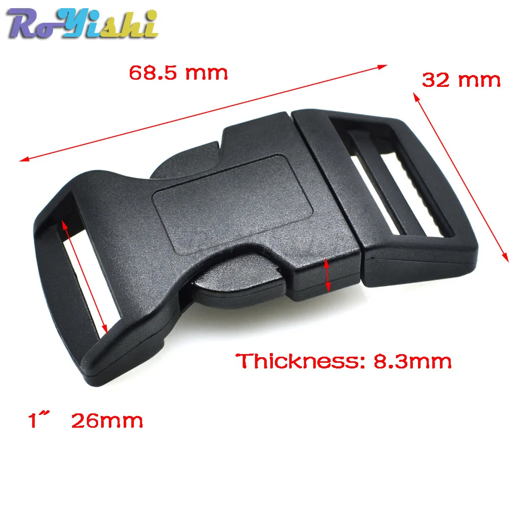 Hebillas de Liberación lateral contorneadas para pulseras de supervivencia Paracord/Collar de perro negro, 10 unids/paquete - imagen 4