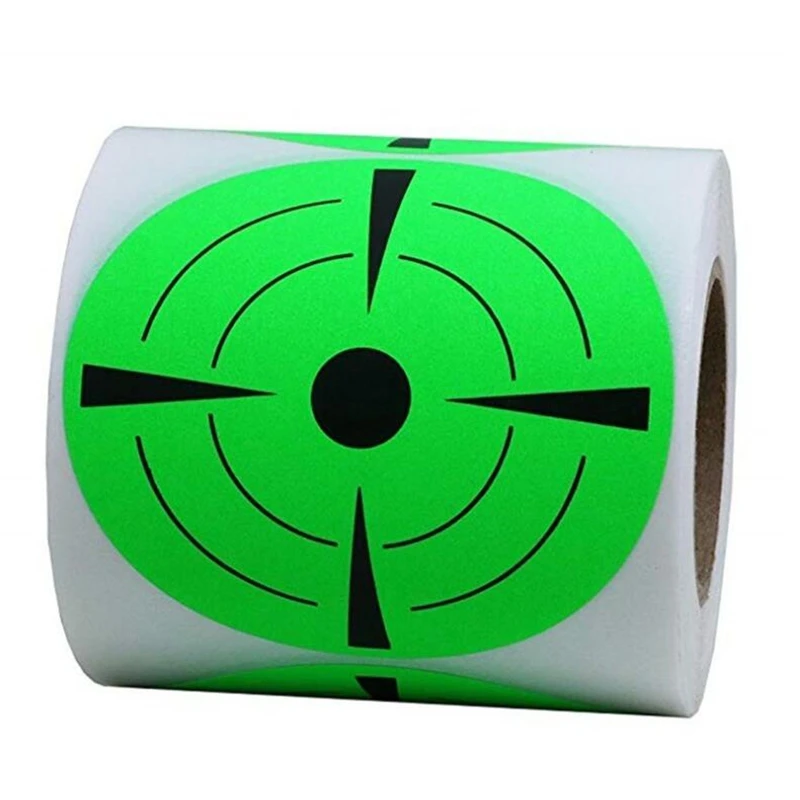 Rollo de papel de tiro de 200 piezas y 3 pulgadas, pegatinas de salpicaduras adhesivas, fluorescentes, reactivas, para entrenamiento de caza y tiro, 1 rollo - imagen 2