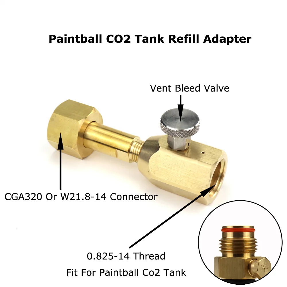 Adaptador de estación de llenado de tanque de CO2 con válvula de purga, compatible con conector W21.8-14(DIN 477) o CGA320, nuevo