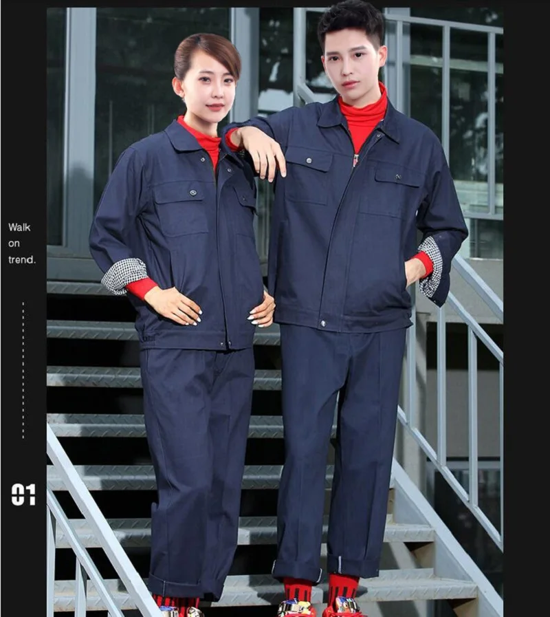 Conjunto de ropa de trabajo para hombres y mujeres, uniforme duradero con forro, grueso, cálido, para Taller de reparación de automóviles, 100% algodón - imagen 3