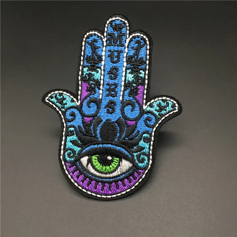 Parche de ojo tamaño: 6,7x8,8 cm, Parche de hierro bordado a rayas para ropa, insignia de decoración DIY, apliques de pegatinas de costura - imagen 3