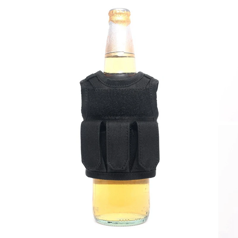 Chaleco táctico de cerveza, cubierta ajustable para botella de vino, Molle, soporte para latas de bebidas en miniatura, funda para decoración de Bar - imagen 2