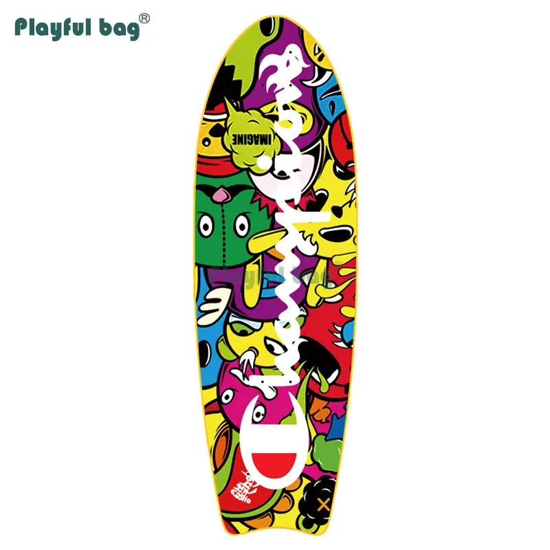 Playful Bag-Tabla de patinaje de Arce, tabla larga de madera de Arce, patrón creativo de papel de lija AMB09, 8,26 CM - imagen 5