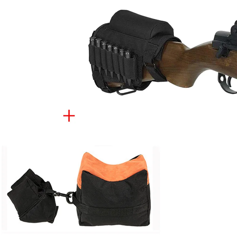 Accesorios de pistola de Rifle de francotirador de caza de tiro del ejército bolsa de soporte frontal y trasero sin relleno + reposapiés táctico con soporte para cargador - imagen 3