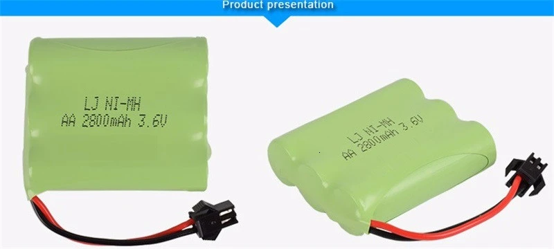 Batería recargable Ni-MH de 3,6 V y 2800mah, cargador de 3,6 v para coche de juguete Rc, tanque, tren, Robot, barco, pistola, AA, 3,6 v, Modelo M - imagen 3
