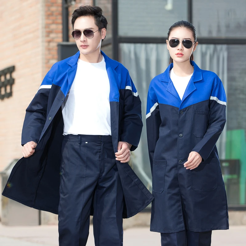 Nueva ropa de trabajo para hombres y mujeres, gabardina larga reflectante, monos de taller de supermercado para primavera y otoño, traje de uniformes de trabajo agrícolas - imagen 5