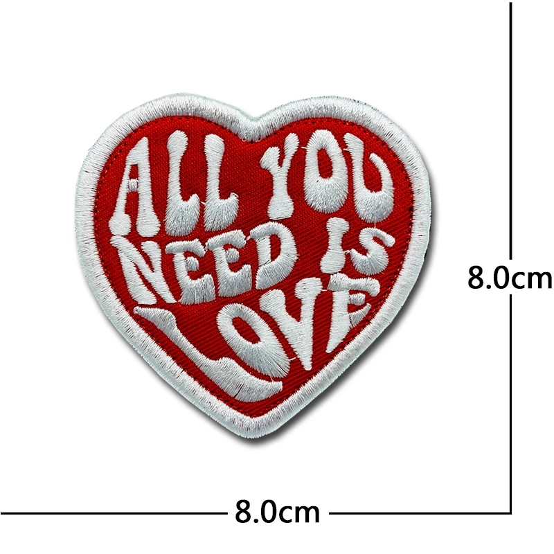 Parches ALL YOU NEED IS LOVE, insignia creativa bordada de alta calidad, brazalete con gancho, pegatina 3D para chaqueta y mochila - imagen 4