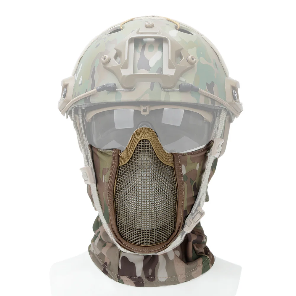 Máscara táctica de malla de cara completa pasamontañas Airsoft Paintball máscara de Halloween CS juego caza ciclismo casco protector forro gorra - imagen 3